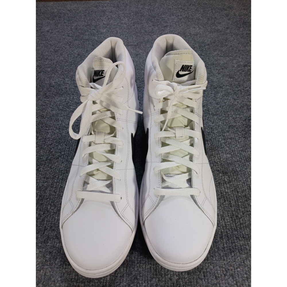 Nike Men's Size 12 White Black High Top Sneakers Leather Casual Shoes